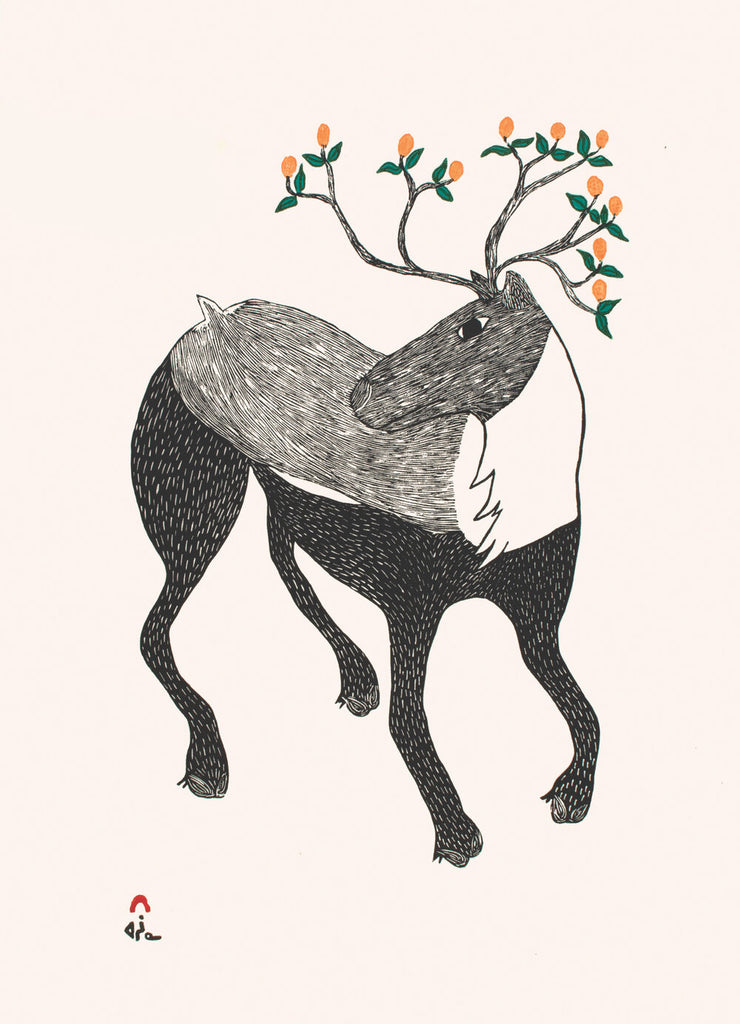 LAST PRINT in entire collection! 2021 Caribou in Bloom by NINGIUKULU TEEVEE