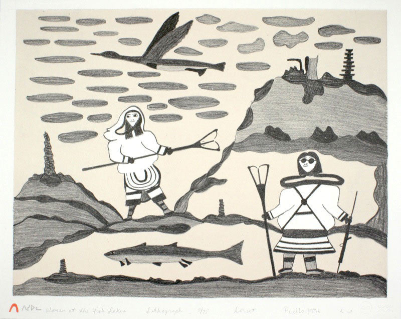 1977 WOMEN AT THE FISH LAKE by Pudlo Pudlat