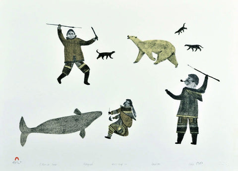 1990 A BEAR IN CAMP by Tikitu Qinnuayuak