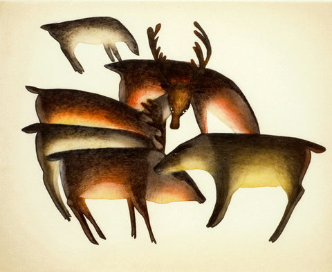 2012 CARIBOU GATHER by Mayoreak Ashoona