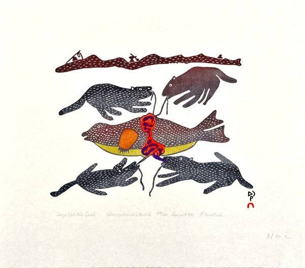 1981 DOGS EAT THE SEAL by Pitseolak Ashoona