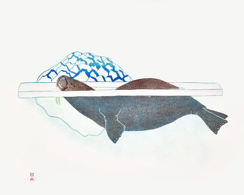 1989 Walrus in Pressure Ice by Kananginak Pootoogook