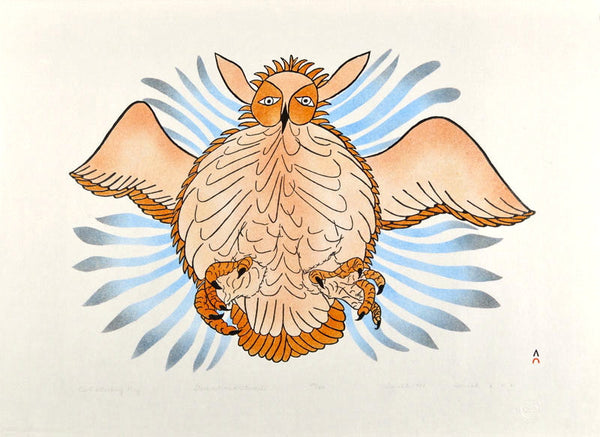 1981 OWL ATTACKING PREY by Haunak Mikkigak