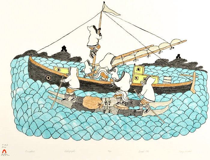 1986 PARNAKTUT (LOADING THE BOAT) by Mary Pudlat