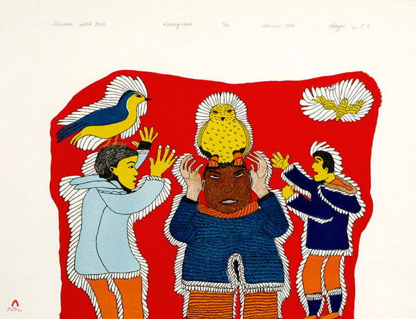 1979 SHAMAN WITH OWL by Ulayu Pingwartok