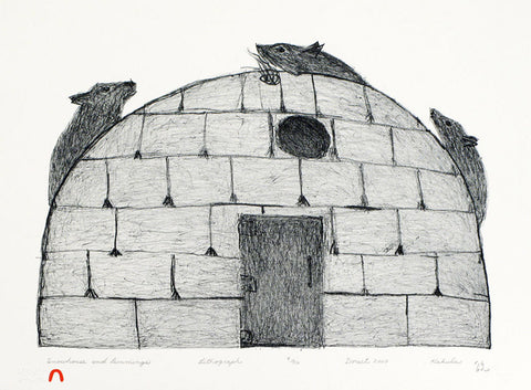 2000 SNOWHOUSE AND LEMMINGS by Kakulu Saggiaktok