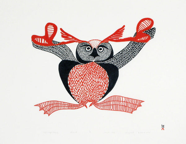 1998 UPPIRUQPALLIAJUK (TRANSFORMING TO AN OWL) by Mayoreak Ashoona