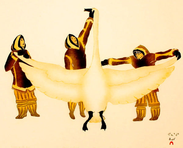 1992 MEASURING THE BIRD by Johnny Pootoogook