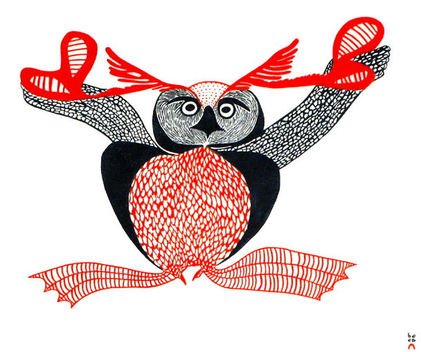 1998 UPPIRUQPALLIAJUK (TRANSFORMING TO AN OWL) by Mayoreak Ashoona